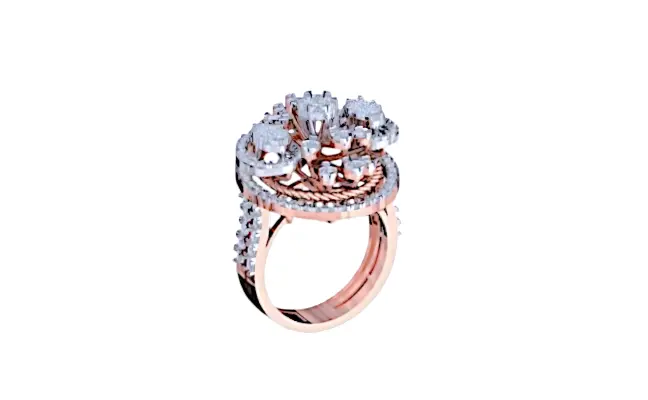 Aadira Ring (CI. Zaveri)- 1.779 CTW 155 PCS VS1 Lab Grown Round Diamond Designer Floral Ring