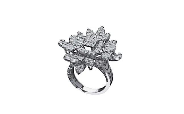 Celestia Ring (CI. Zaveri)- 2.29 CTW 131 PCS VS1 Lab Grown Round Diamond Floral Cluster Ring