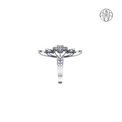 Celestia Ring (CI. Zaveri)- 2.29 CTW 131 PCS VS1 Lab Grown Round Diamond Floral Cluster Ring