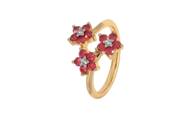 Malika Ring (CI. Zaveri)- 0.045 CTW 3 PCS VS1 Lab Grown Round Diamond Petal Ring