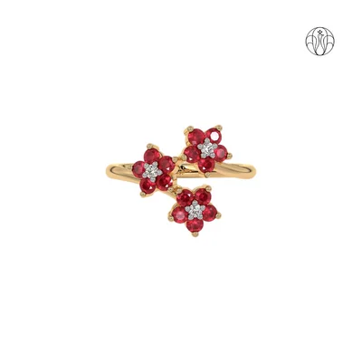 Malika Ring (CI. Zaveri)- 0.045 CTW 3 PCS VS1 Lab Grown Round Diamond Petal Ring