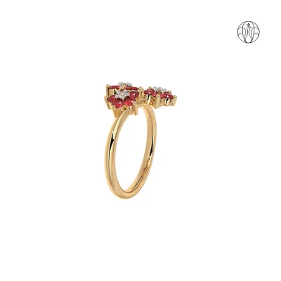 Malika Ring (CI. Zaveri)- 0.045 CTW 3 PCS VS1 Lab Grown Round Diamond Petal Ring