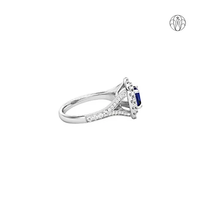 Diana Sapphire Ring (CI. Zaveri)- 0.7 CTW 72 PCS VS1 Lab Grown Round Diamond Ring
