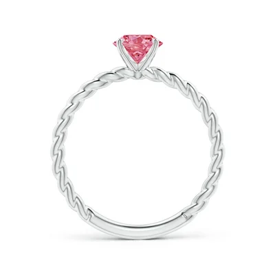 Lab Grown Fancy Intense Pink Diamond Solitaire Engagement Ring