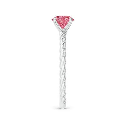 Lab Grown Fancy Intense Pink Diamond Solitaire Engagement Ring