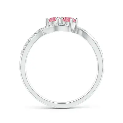 Two Stone Lab Grown Fancy Intense Pink Diamond Ring