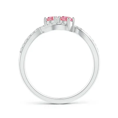 Two Stone Lab Grown Fancy Intense Pink Diamond Ring