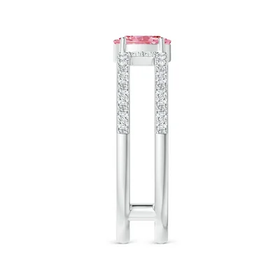 Tilted Pear Lab Grown Fancy Intense PInk Diamod Ring