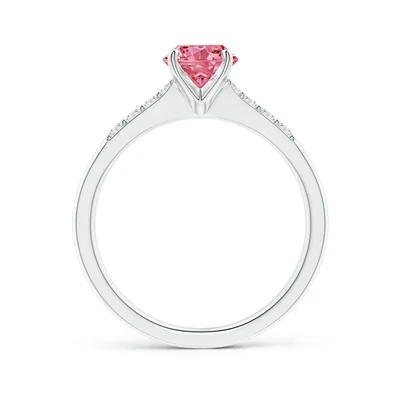 Round Solitaier Lab Grown Diamond Fancy Intense Pink Solitaire Engagement Ring