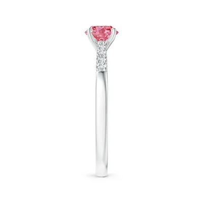 Round Solitaier Lab Grown Diamond Fancy Intense Pink Solitaire Engagement Ring