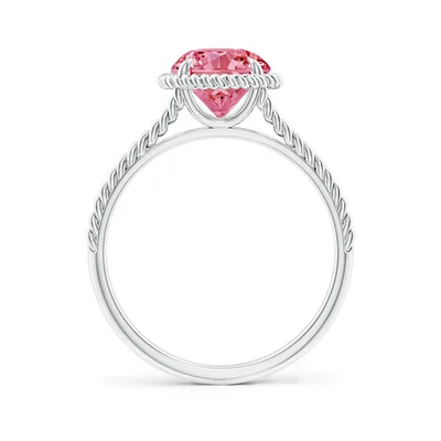 Round Solitaire Lab Grown Pink Dianomd Ring