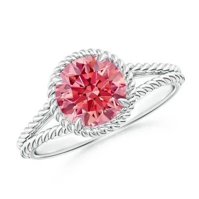 Round Solitaire Lab Grown Pink Dianomd Ring