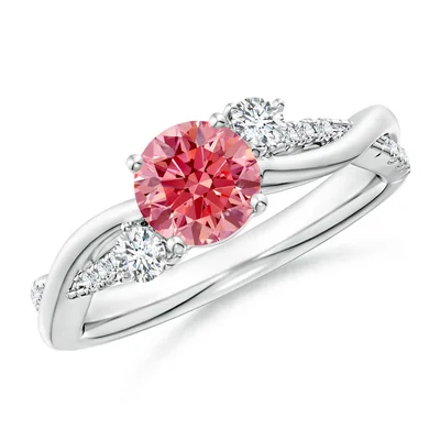 Nature Inspired Pink Diamond Twisted Vine Ring