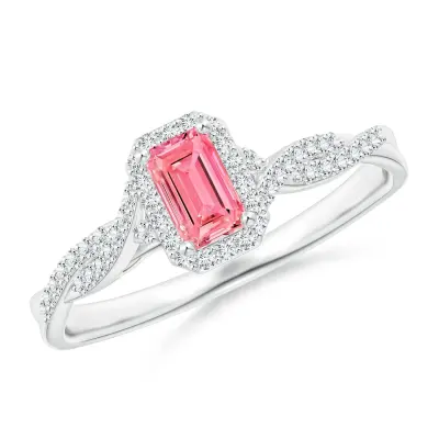 Emerald Morganite Pink Lab Grown Diamond Engagement ring