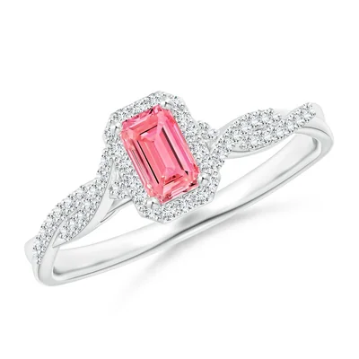Emerald Morganite Pink Lab Grown Diamond Engagement ring
