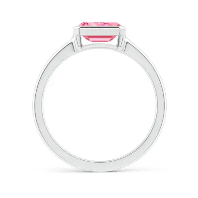 Emerald Shape Fancy PInk Diamond Ring