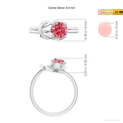 Pink Lab Diamond Round Solitaire Engagement Ring