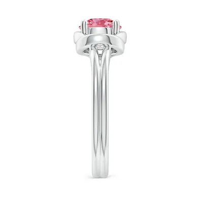 Pink Lab Diamond Round Solitaire Engagement Ring