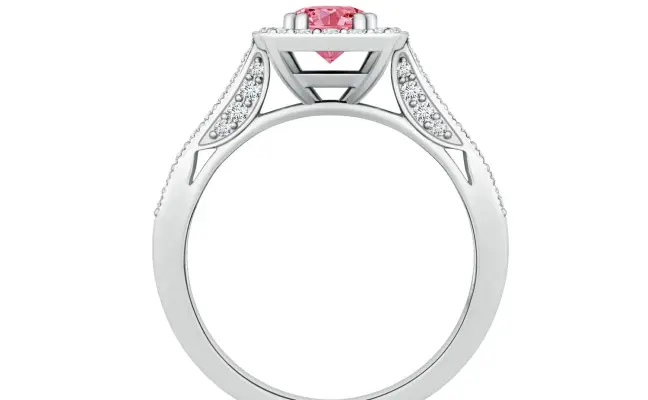 Customize Round Shape Pink Lab Grown  Diamond Ring