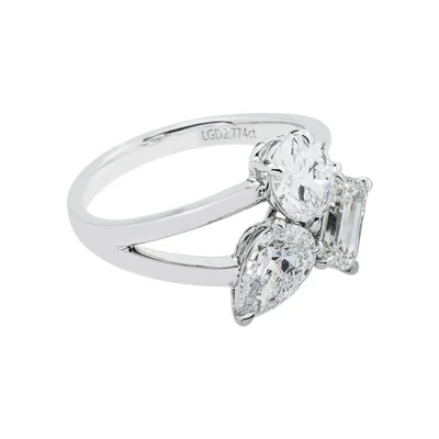 Three Stone Multi Shape Diamond Engagement Ring