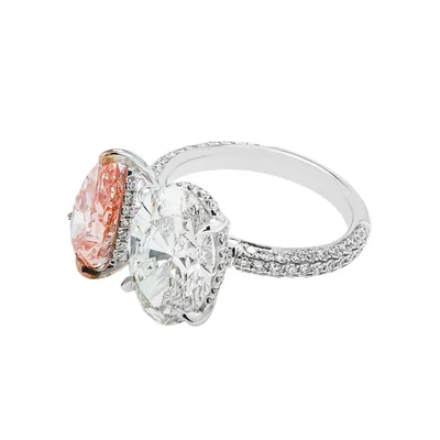 Pink pear White Oval Toi-et Engagement Ring