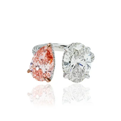 Pink pear White Oval Toi-et Engagement Ring