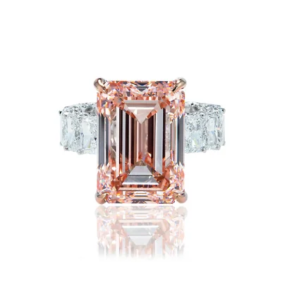 Vivid Pink Emerald Lab Grown Diamond Ring