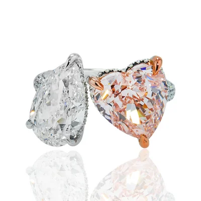 Vivid Pink Heart And Pear Shape Engagement Ring