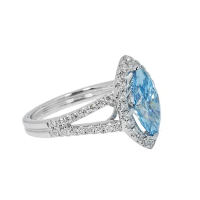 SkyBlue Round Shape Lab Grown Diamond Ring