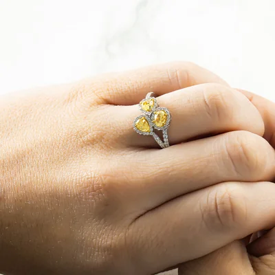 Yellow Pear Oval Heart Shape Lab Diamond ring