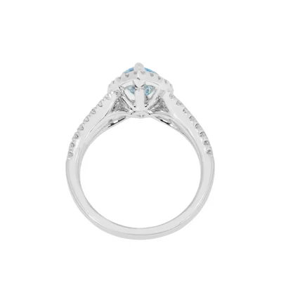 Skyblue Emerald Solitaire Lab Grown Diamond ring