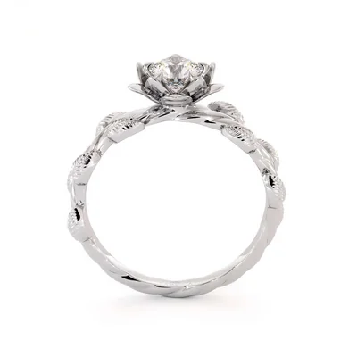 Timeless Leafy Vintage Solitaire Engagement Ring