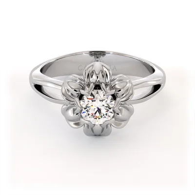 Floral Set Diamond Engagement Ring