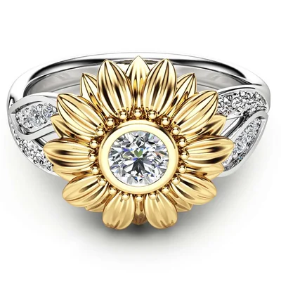 White Sunflower Lab Diamond Engagement Ring
