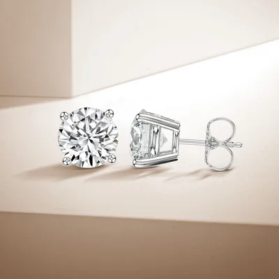4.00 CTW Lab Grown Diamond Stud Earrings White Gold