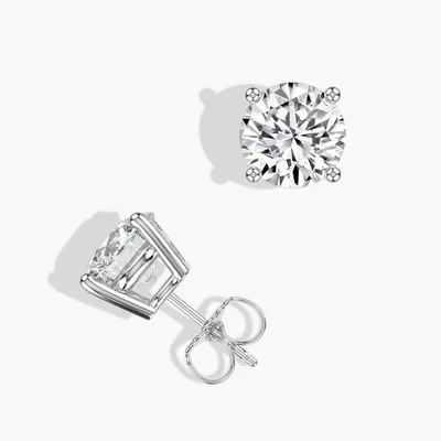 14KT 3.00 Ctw Lab Grown Diamond Classic 4 Prong Studs With Push Back