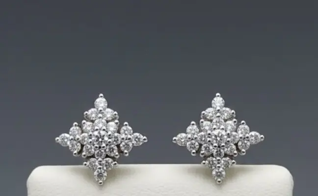 Northern Star" 18K White Gold Diamond Cluster Stud Earrings (0.65ct DWT)