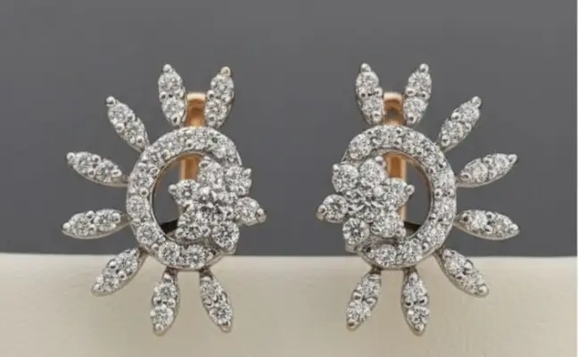 Radiant Solstice" 18K Two-Tone Gold Diamond Sunburst Huggie Earrings (0.69ct DWT)