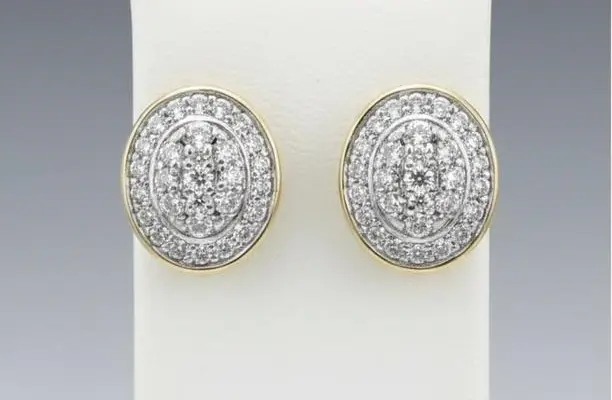 Halo Soleil" 18K Two-Tone Diamond Cluster Stud Earrings (0.57ct DWT)