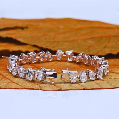 Multi-Shaped Lab Grown Diamonds Tennis Bracelet