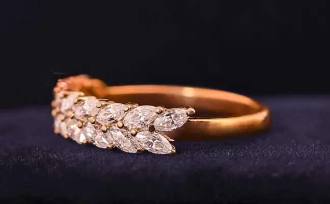 Marquise Cut Double Row Lab Grown Diamond Band