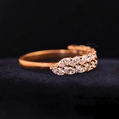 Marquise Cut Double Row Lab Grown Diamond Band