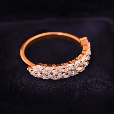 Marquise Cut Double Row Lab Grown Diamond Band