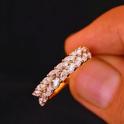 Marquise Cut Double Row Lab Grown Diamond Band