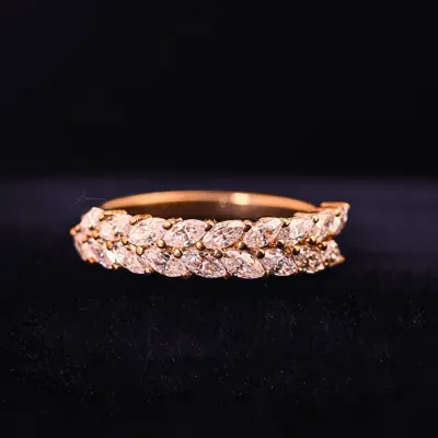 Marquise Cut Double Row Lab Grown Diamond Band
