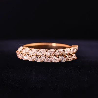 Marquise Cut Double Row Lab Grown Diamond Band
