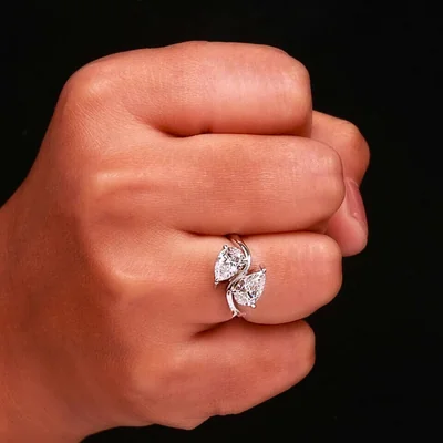 Pear Cut Toi Et Moi Lab Grown Diamond Ring