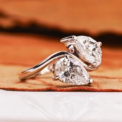 Pear Cut Toi Et Moi Lab Grown Diamond Ring