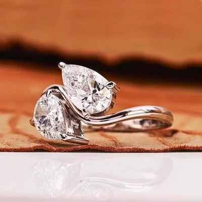 Pear Cut Toi Et Moi Lab Grown Diamond Ring