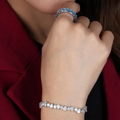 Pear & Round Cut Lab Grown Diamond Tennis Bracelet